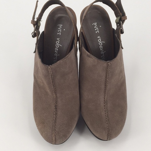MISS Robertson Suede Sling back Platform Heels 8 - Picture 3 of 9